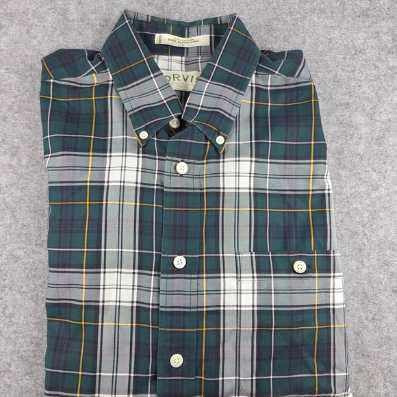 Orvis Other - Orvis Mens Green Plaid Long Sleeve Button Down Cotton Shirt Large RN70534